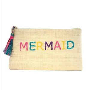 Kayu Mermaid Yellow Woven Beach Clutch NWT